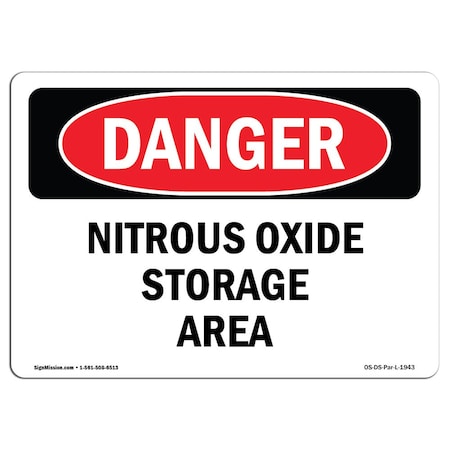 Signmission Safety Sign, OSHA Danger, 5" Height, Nitrous Oxide Storage Area, Landscape OS-DS-D-57-L-1943